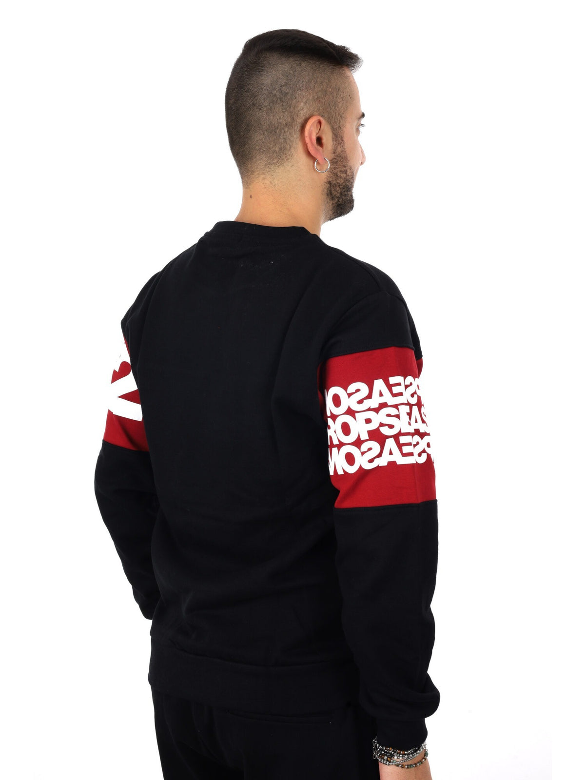 DS2 felpa girocollo da uomo nero rosso