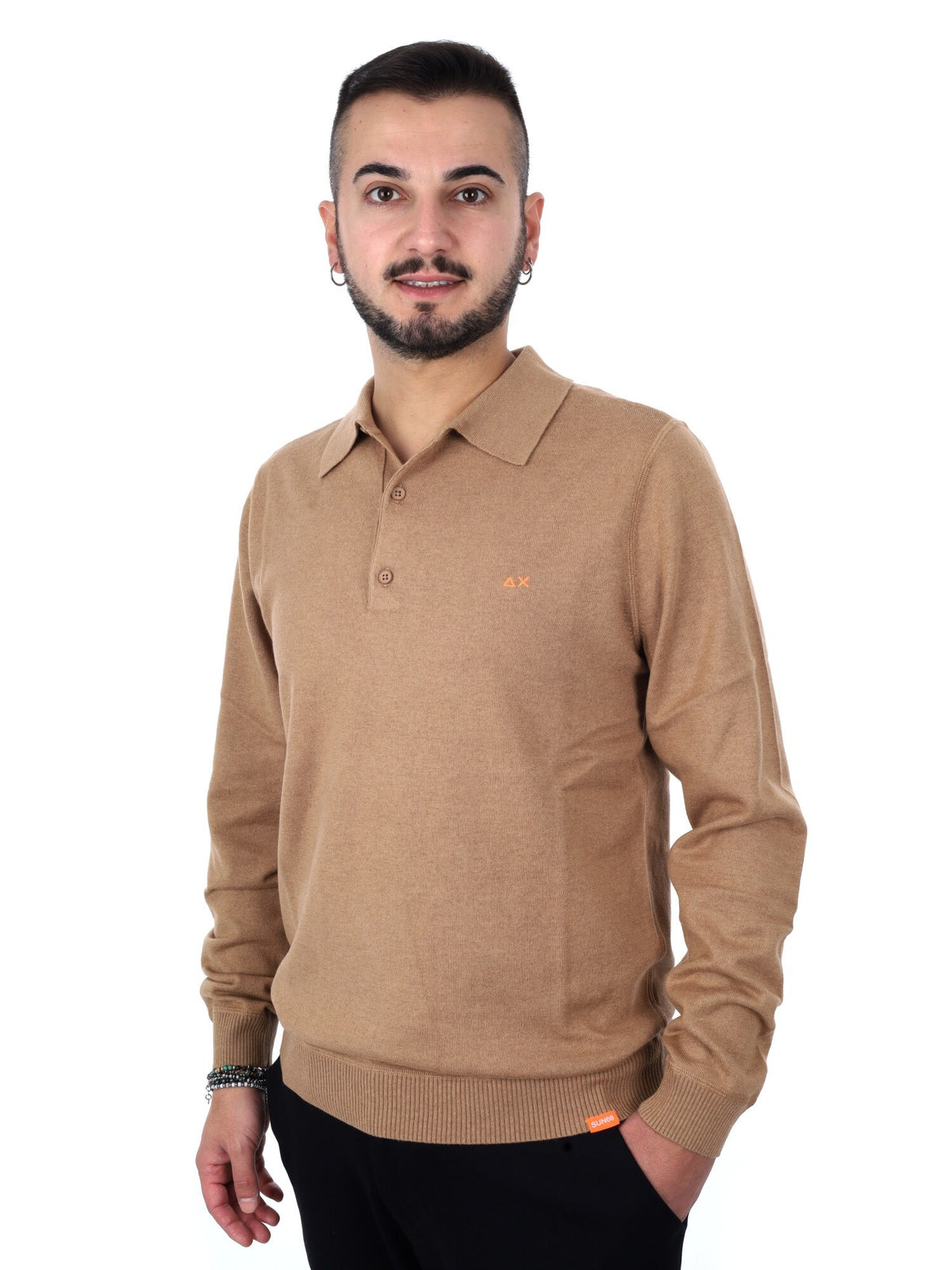 SUN68 maglia polo da uomo cammello