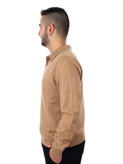 SUN68 maglia polo da uomo cammello