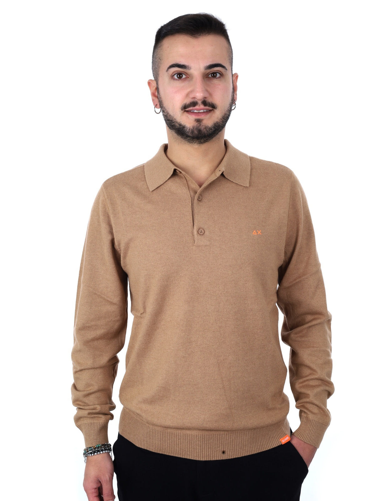SUN68 maglia polo da uomo cammello