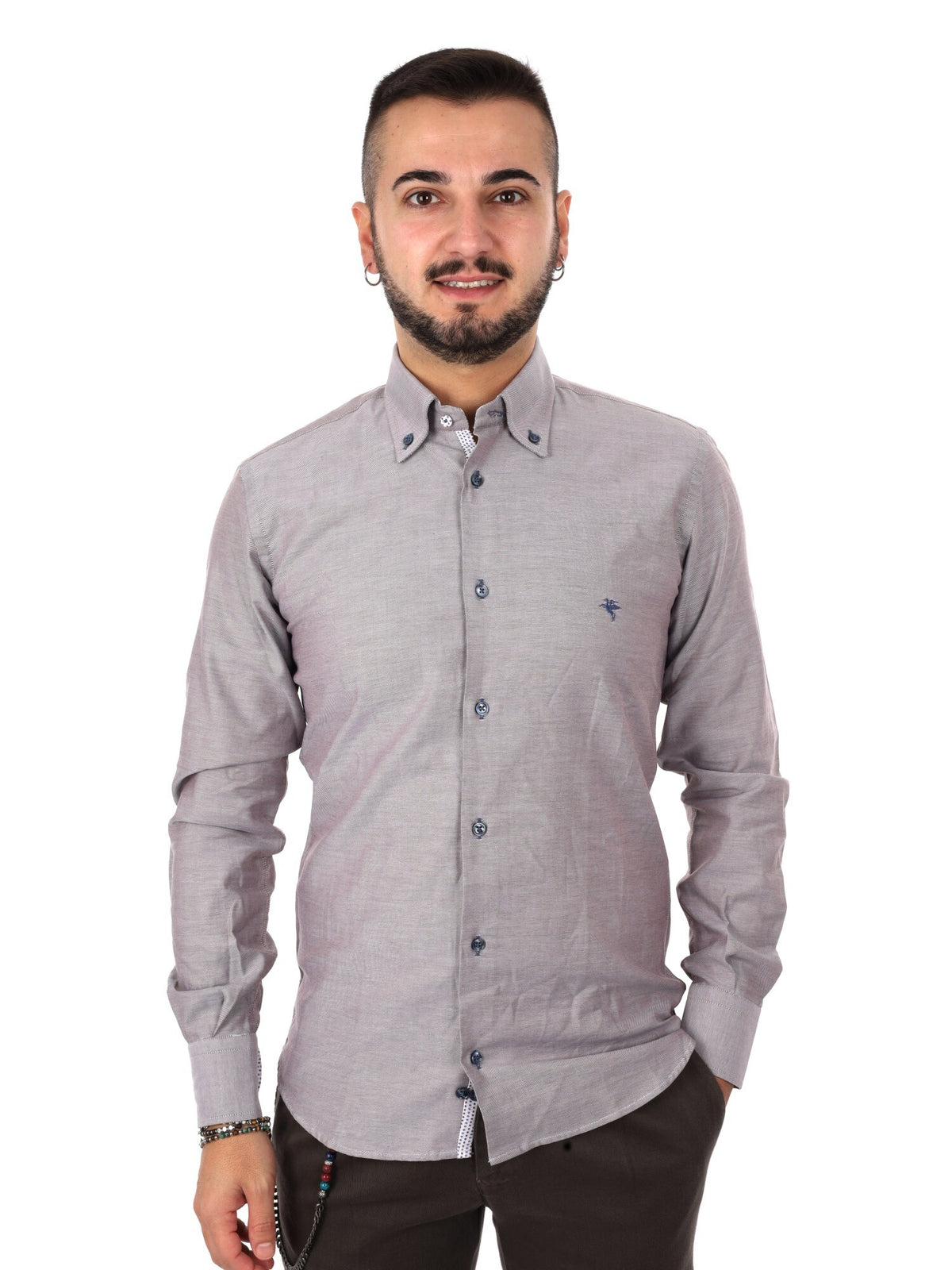 Fb camicia oxford da uomo fango