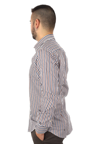 Fb camicia bd da uomo blu-marrone