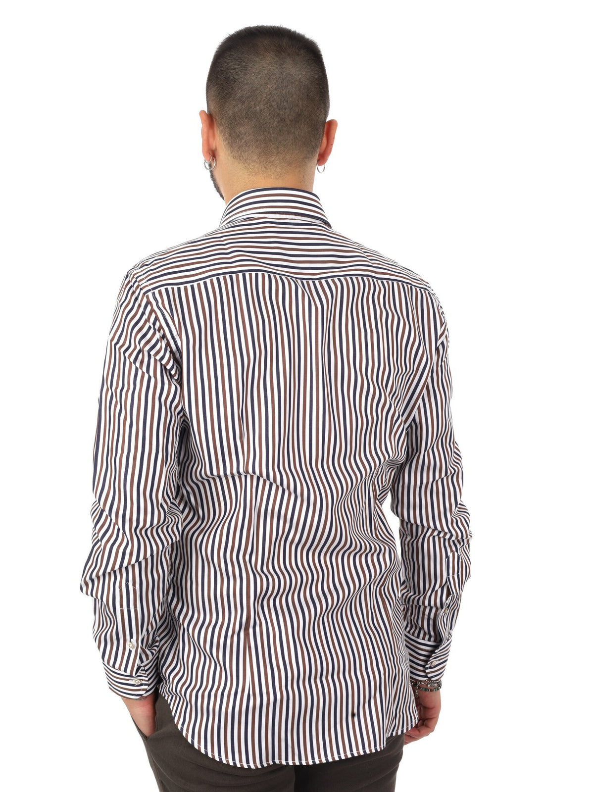 Fb camicia bd da uomo blu-marrone