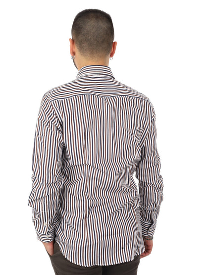Fb camicia bd da uomo blu-marrone