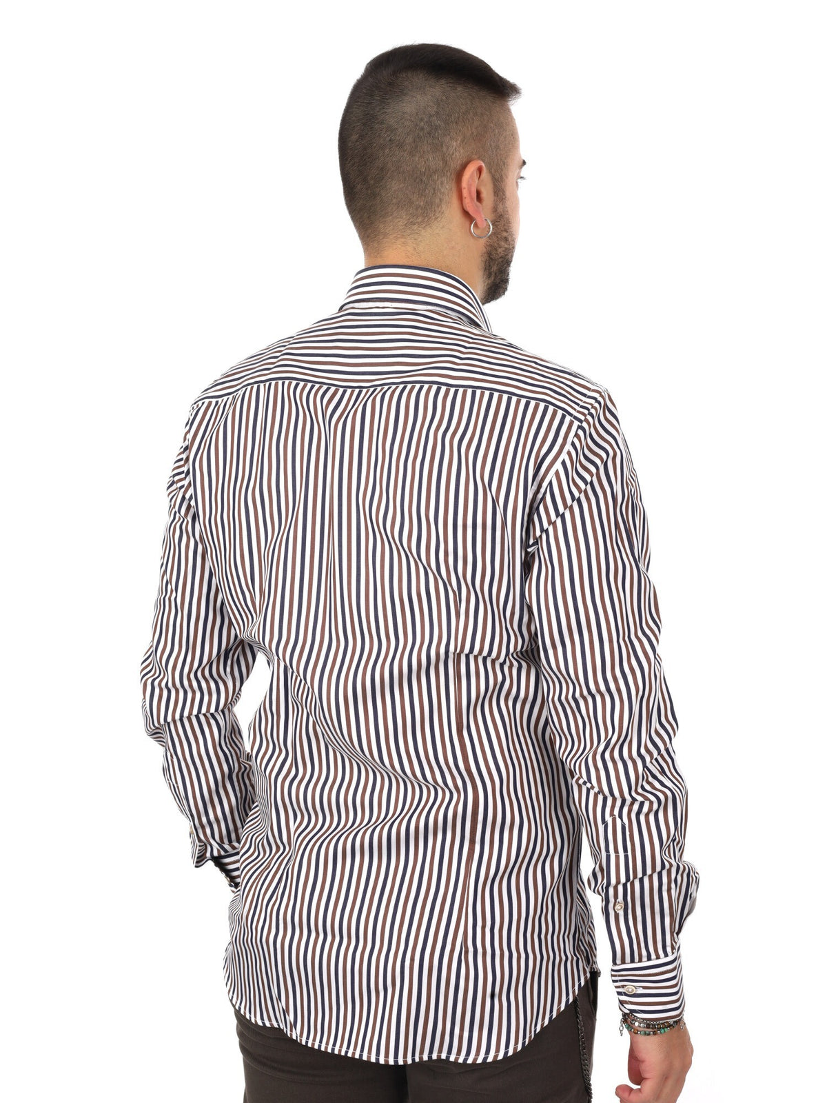 Fb camicia bd da uomo blu-marrone