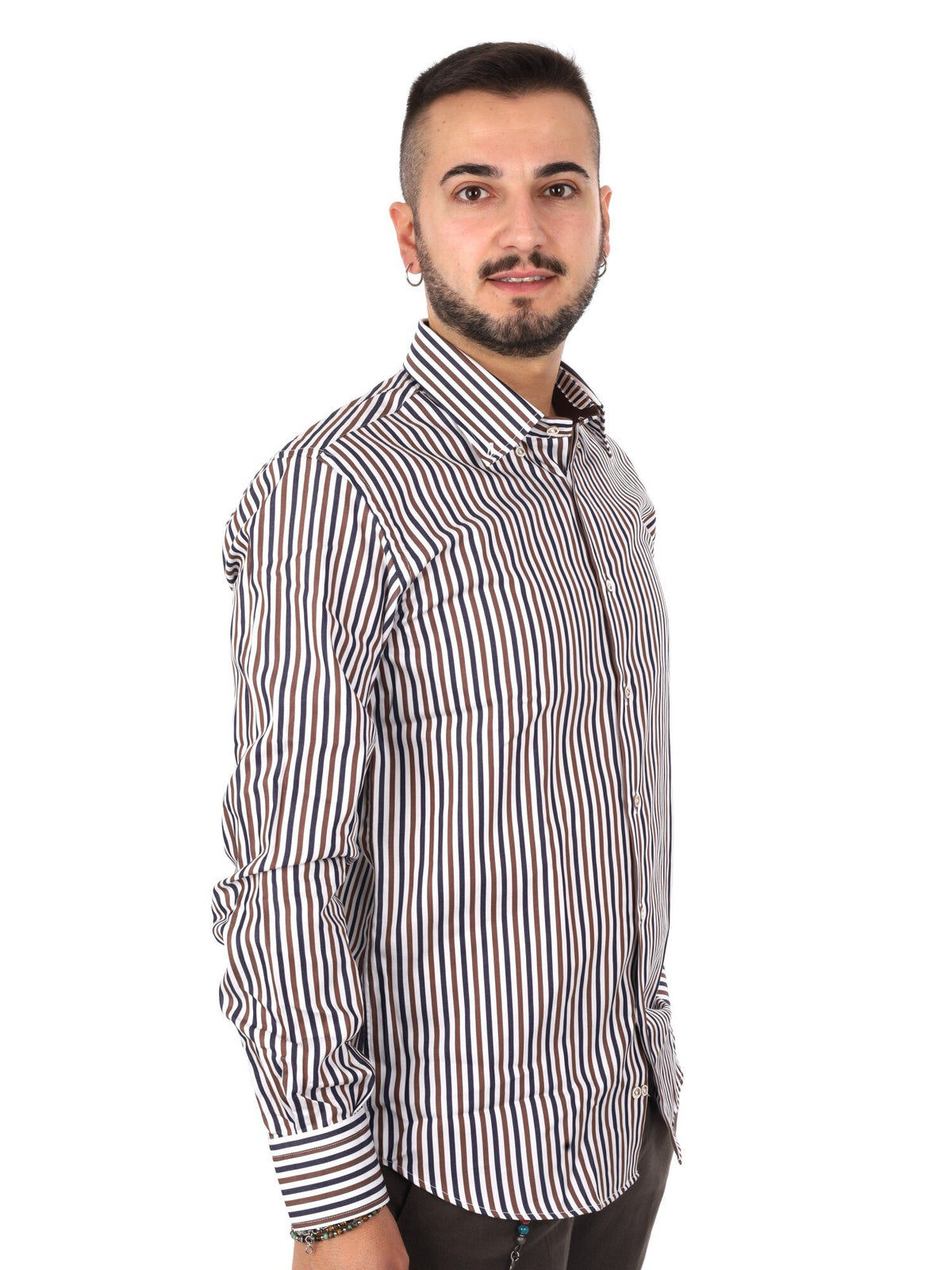 Fb camicia bd da uomo blu-marrone