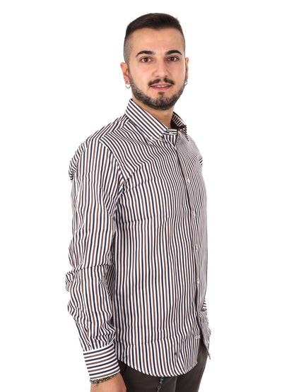 Fb camicia bd da uomo blu-marrone