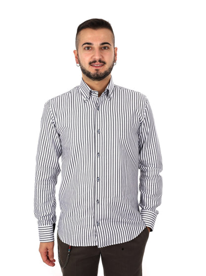 Fb camicia bd da uomo bianco-blu