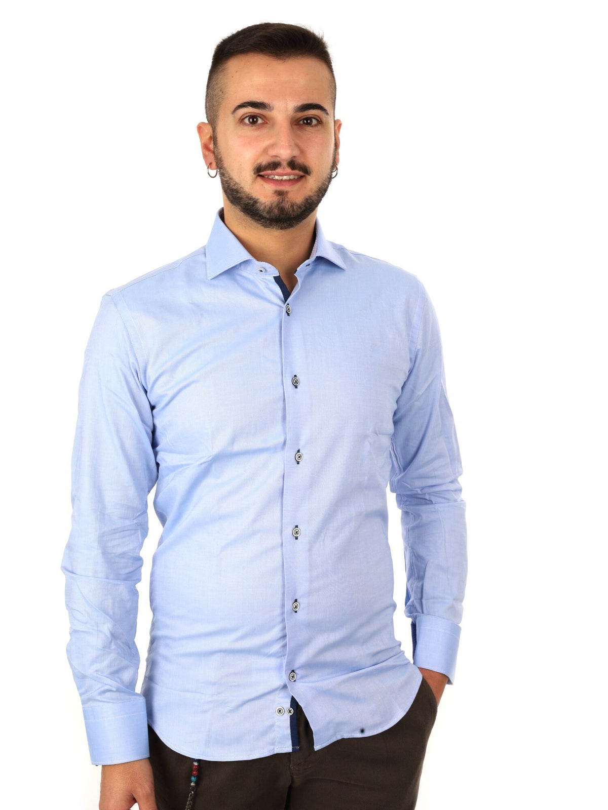 Fb camicia oxford da uomo azzurro