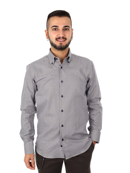 Fb camicia bd da uomo blu-marrone