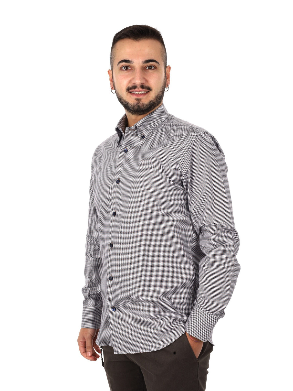 Fb camicia bd da uomo blu-marrone