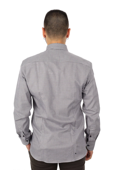 Fb camicia bd da uomo blu-marrone
