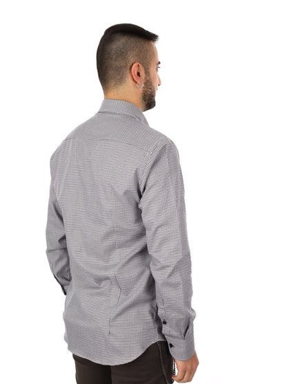 Fb camicia bd da uomo blu-marrone