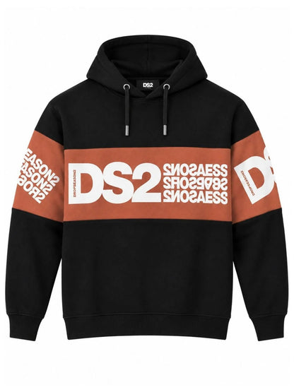 DS2 felpa cappuccio da uomo nero rosso
