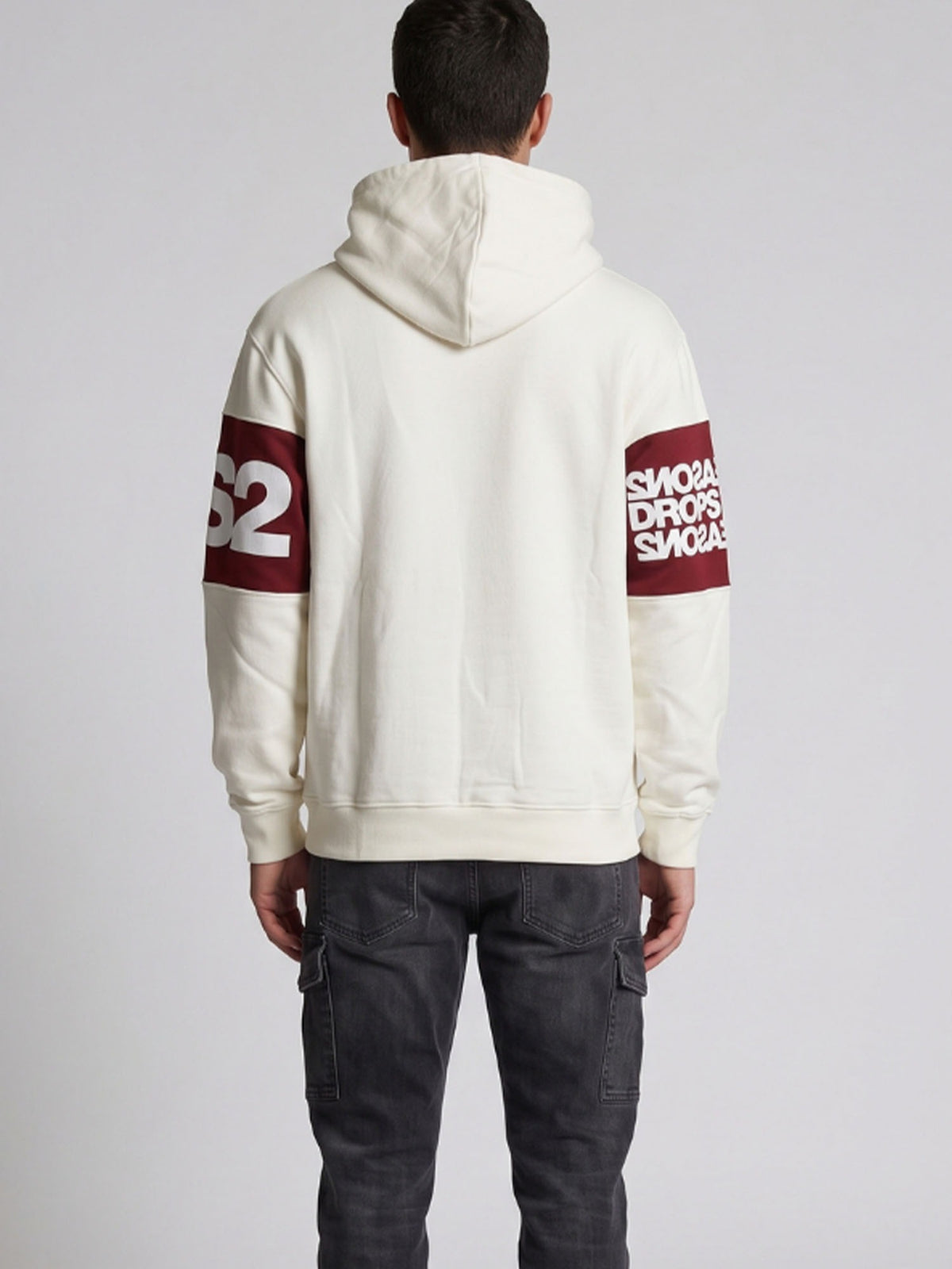 DS2 felpa cappuccio da uomo bianco-rosso