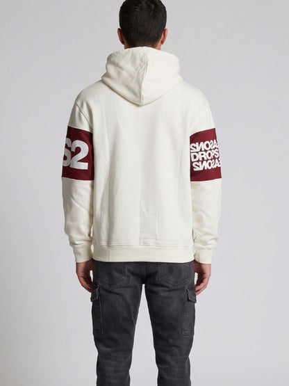 DS2 felpa cappuccio da uomo bianco-rosso