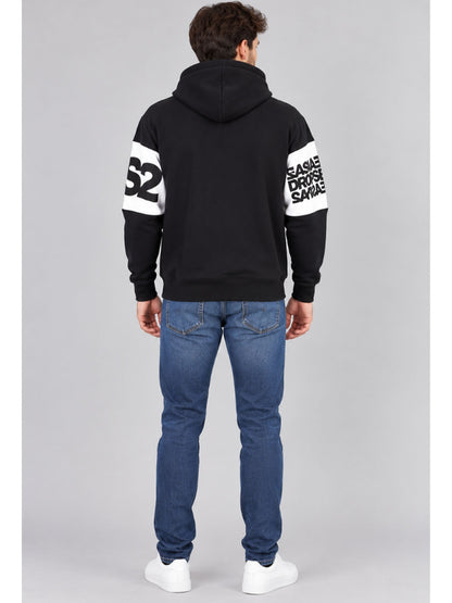 DS2 felpa cappuccio da uomo nero-bianco