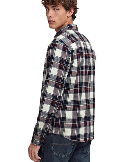 Superdry l/s cotton camicia da uomo bianco-blu
