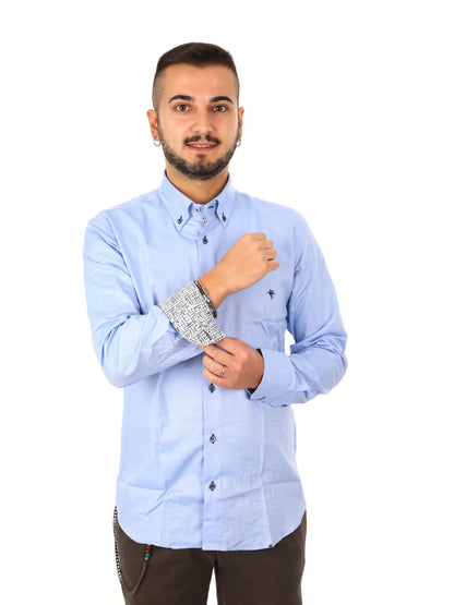 Fb camicia oxford da uomo azzurro