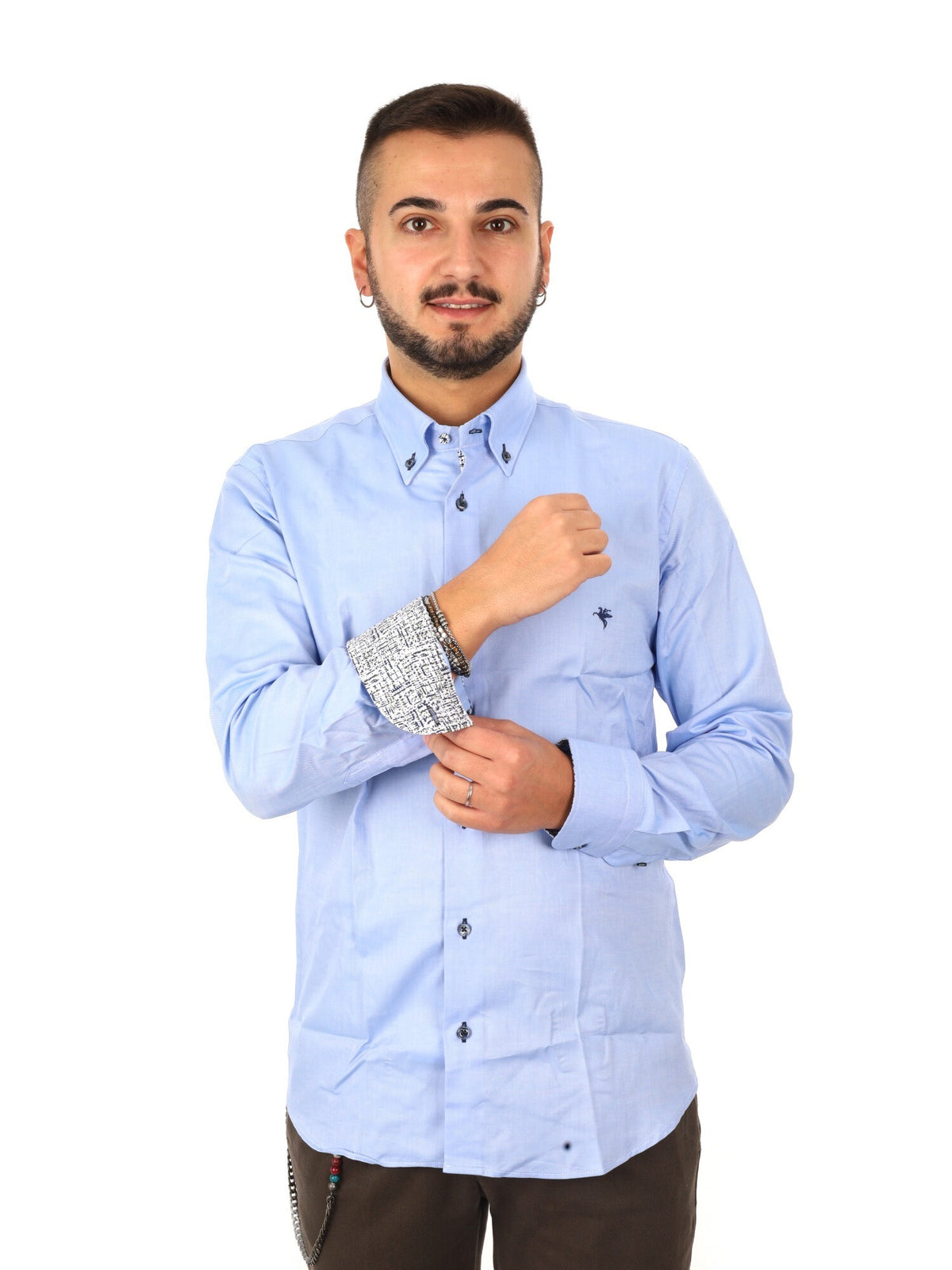 Fb camicia oxford da uomo azzurro