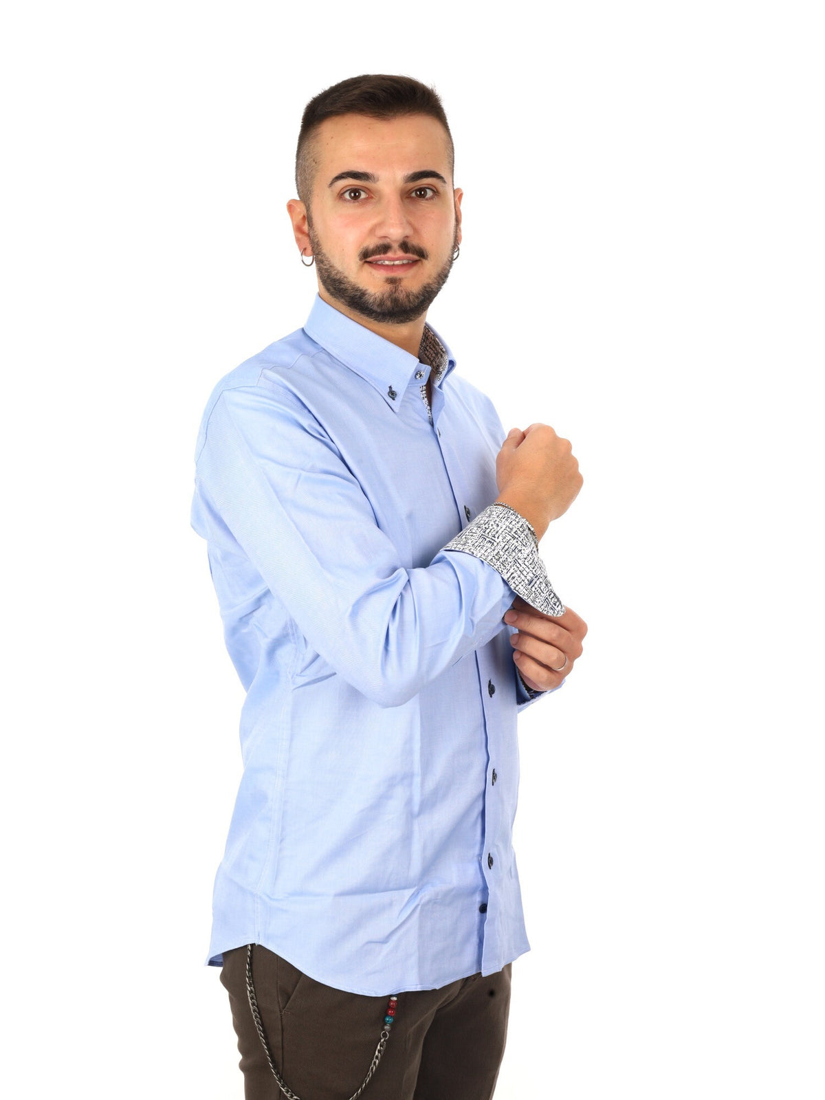 Fb camicia oxford da uomo azzurro