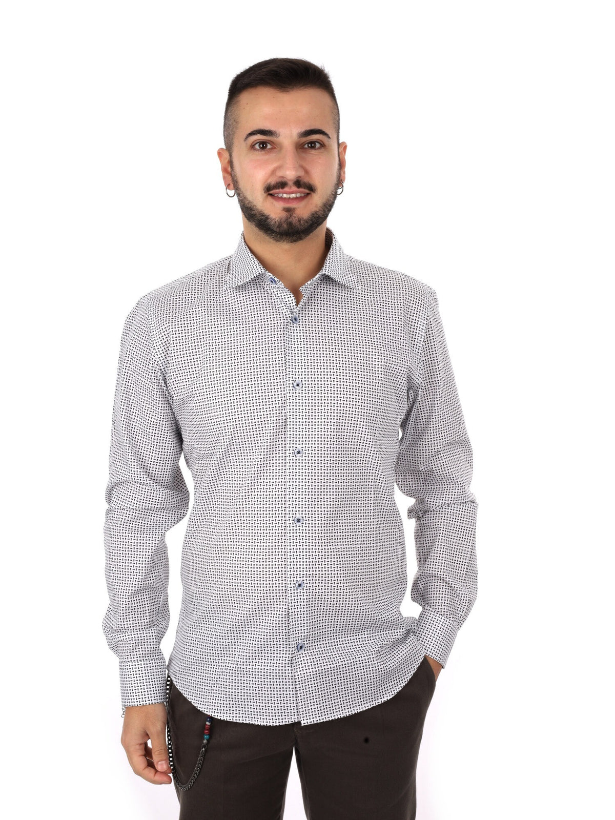Fb camicia 448 da uomo bianco-nero