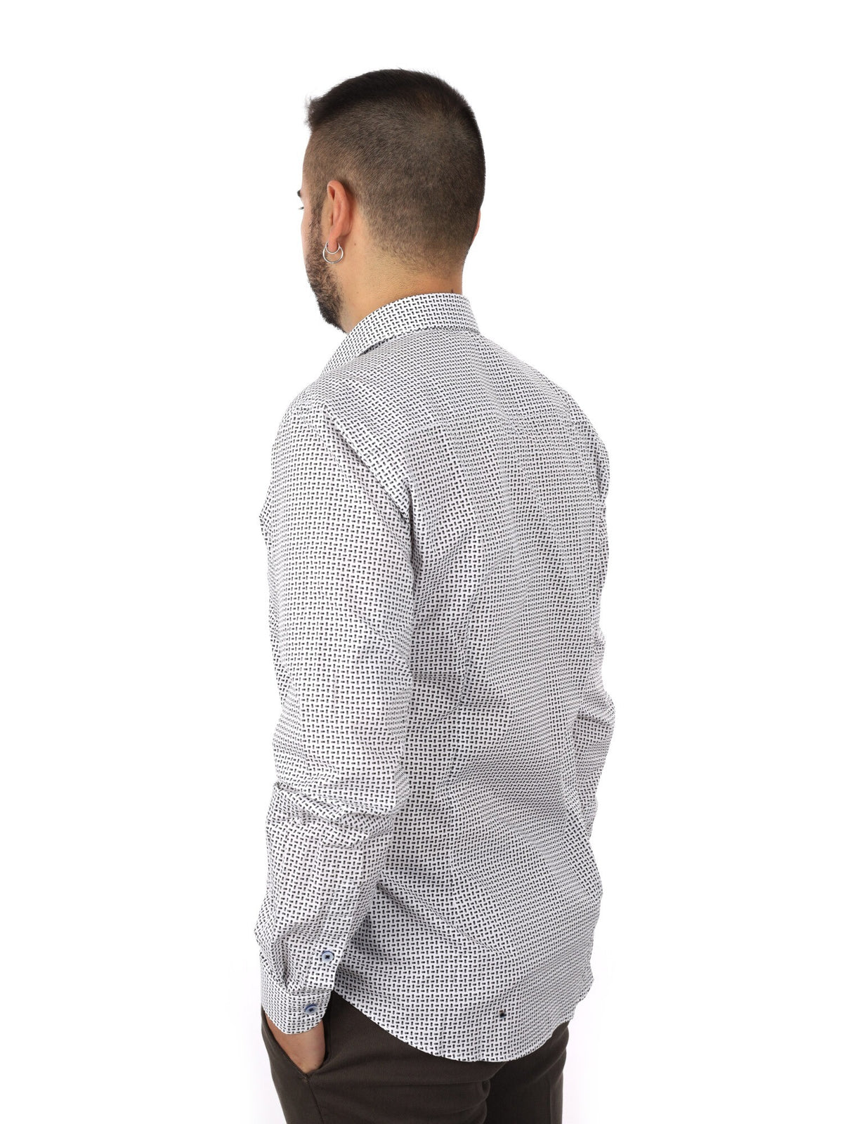 Fb camicia 448 da uomo bianco-nero