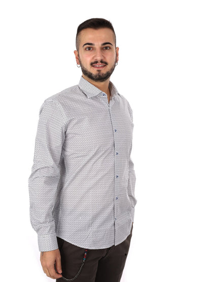 Fb camicia 448 da uomo bianco-nero