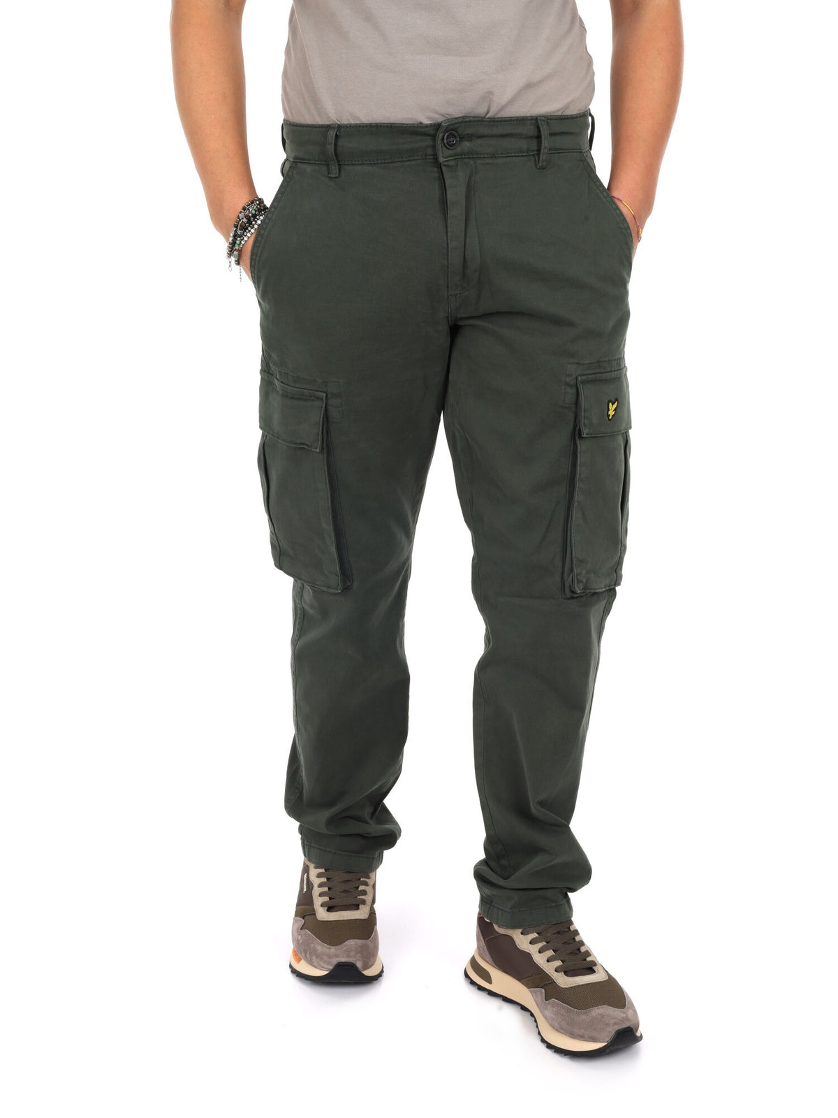 Lyle&scott cargo pantalone da uomo verde militare