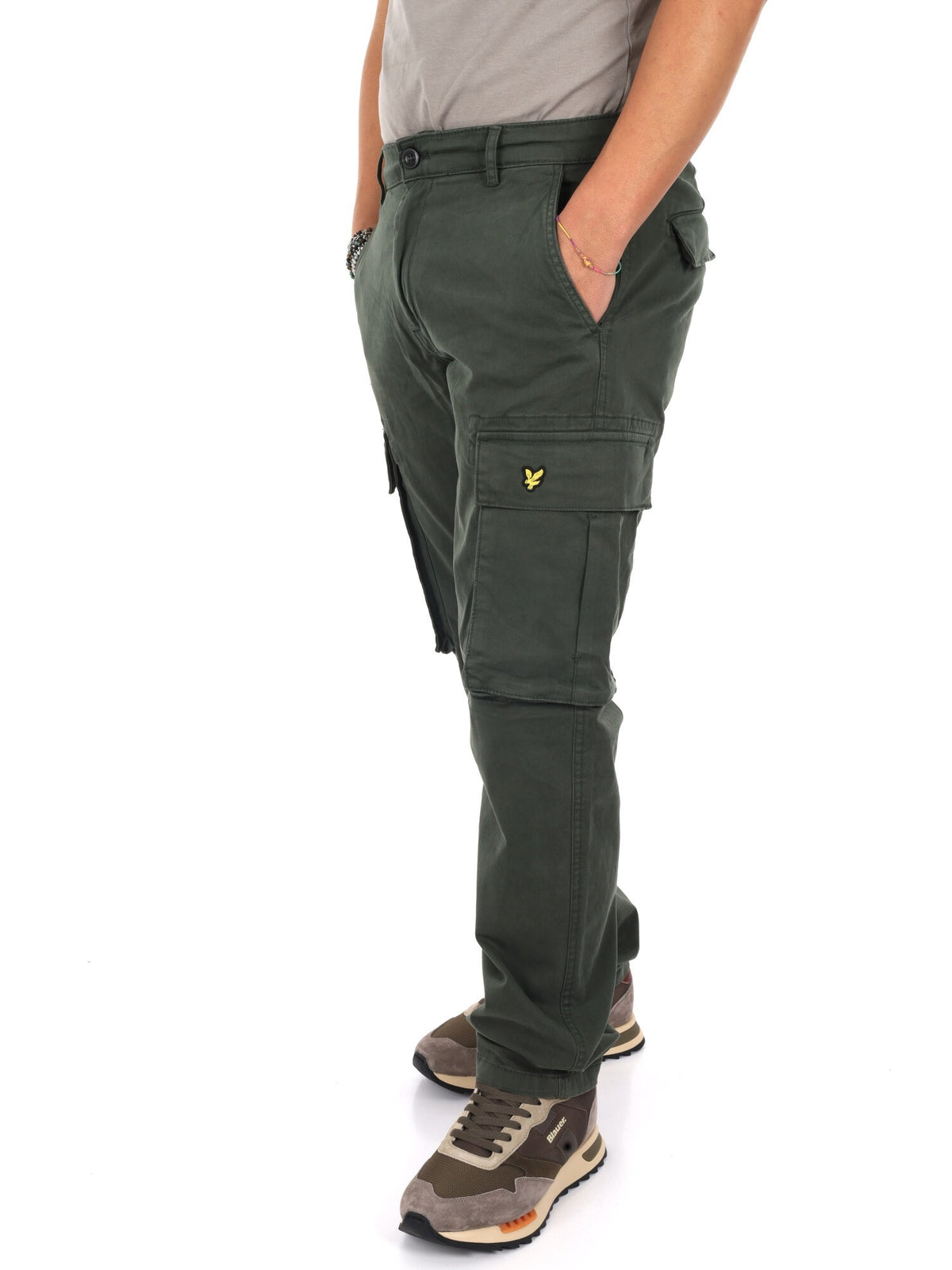 Lyle&scott cargo pantalone da uomo verde militare