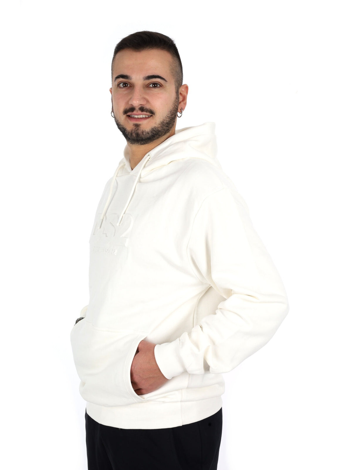DS2 felpa cappuccio da uomo bianco