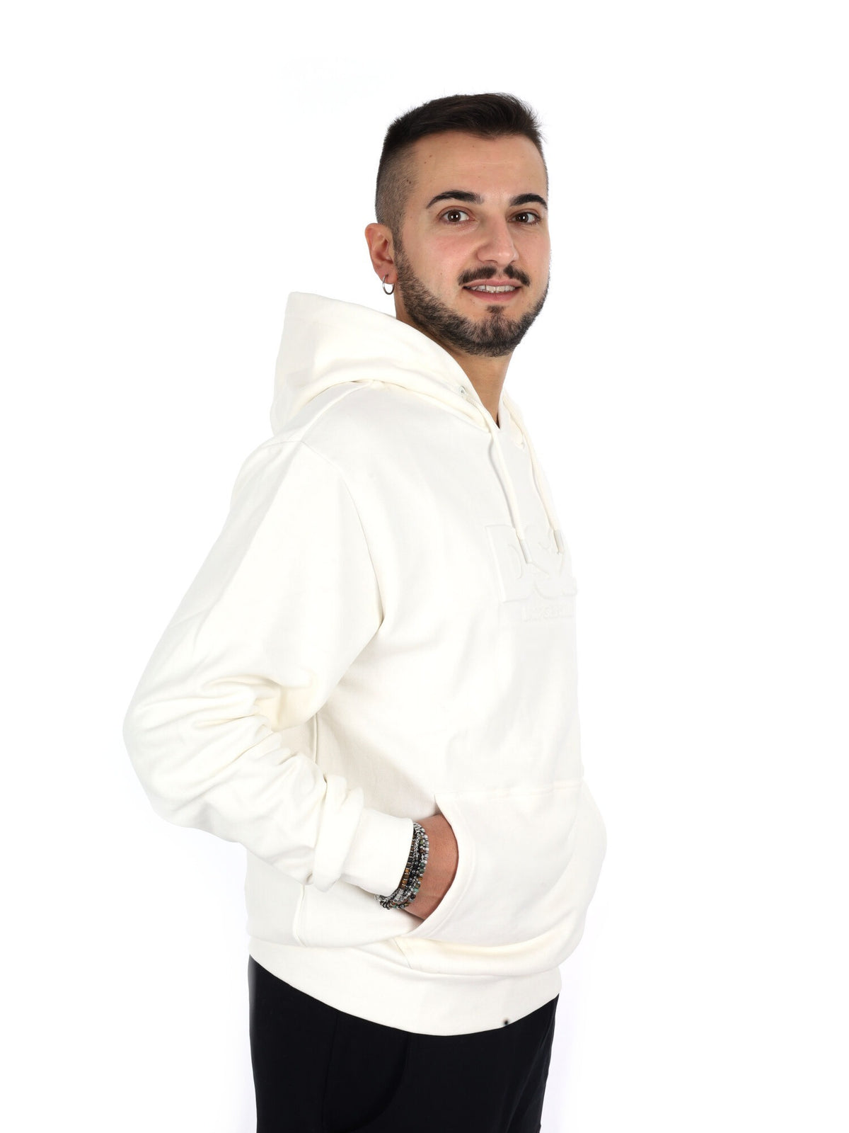 DS2 felpa cappuccio da uomo bianco