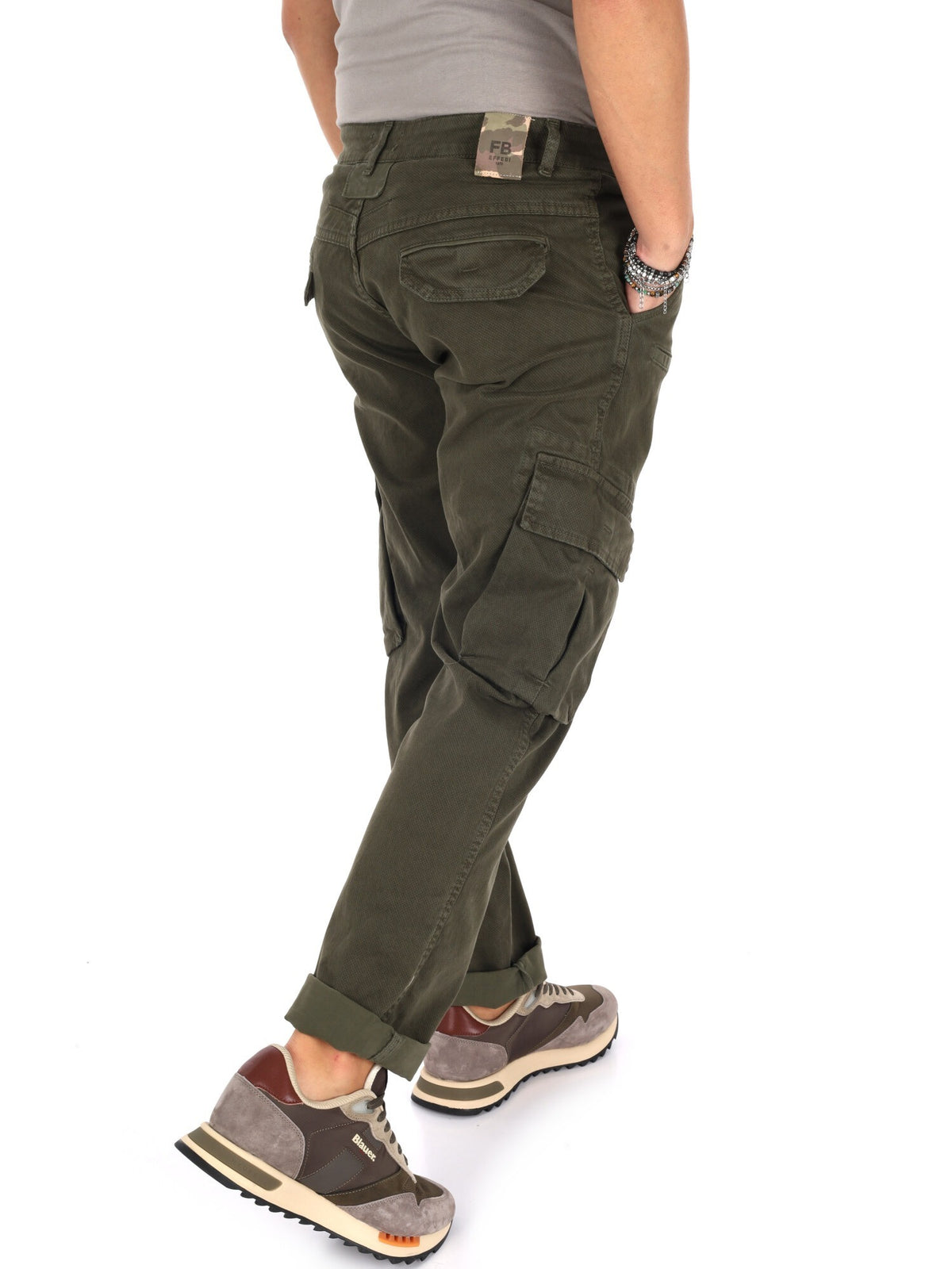 Fb panta cargo+caten pantalone da uomo verde militare