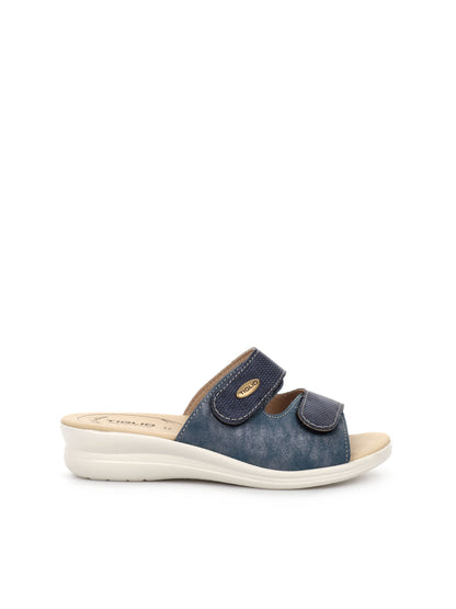 Ciabatte donna Tiglio Venezia in ecopelle blu con doppio strap regolabile
