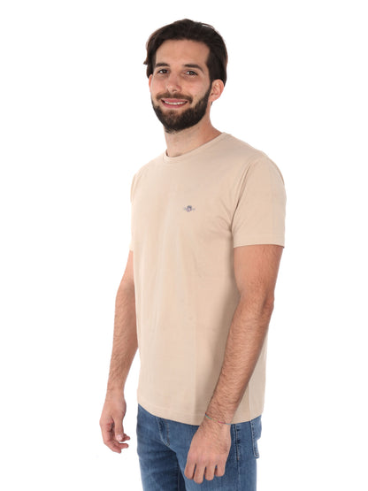 T-SHIRT IN PIQUET GANT UOMO BEIGE