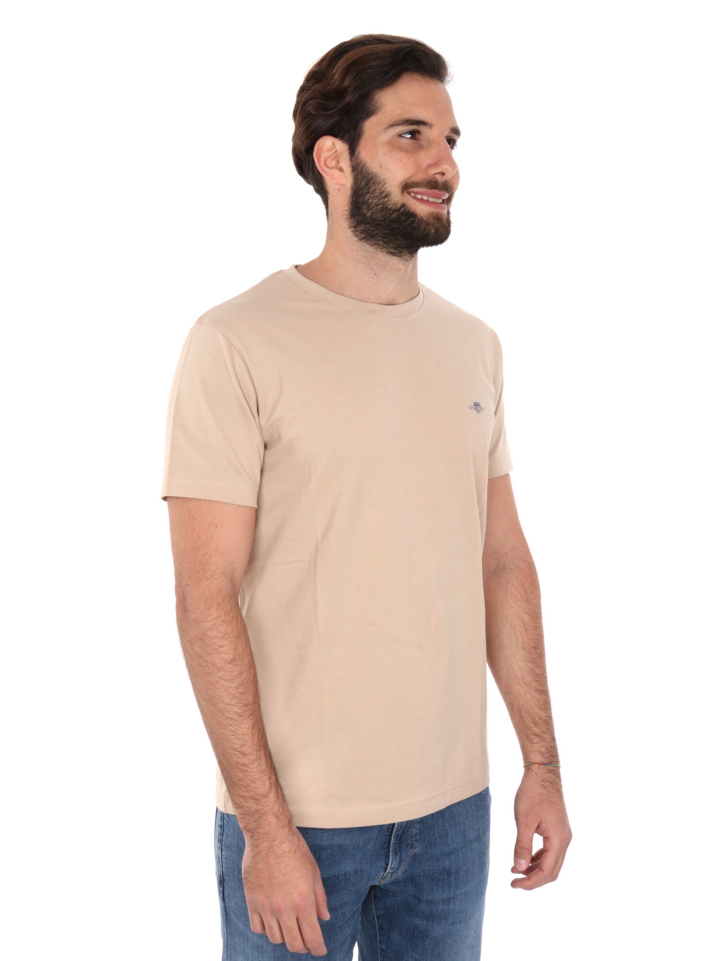 T-SHIRT IN PIQUET GANT UOMO BEIGE