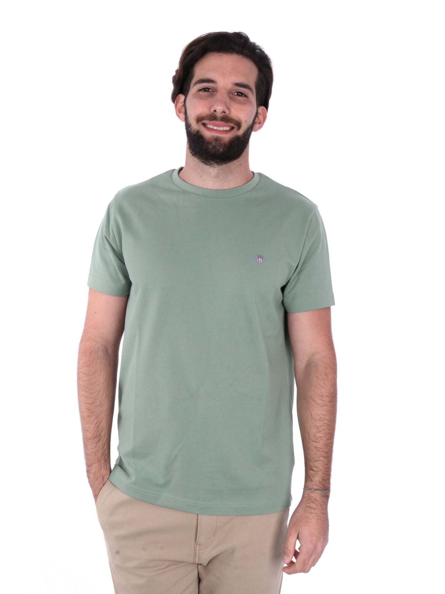 T-SHIRT IN PIQUET GANT UOMO SALVIA
