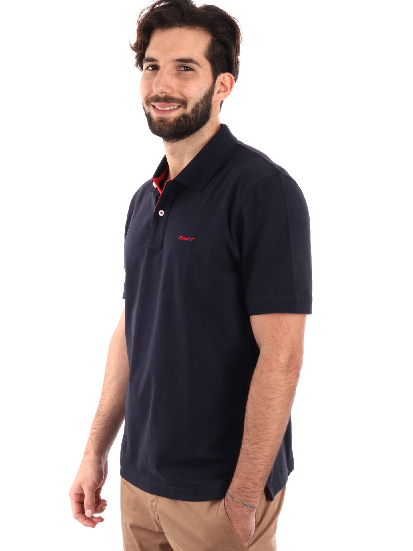 POLO IN PIQUE A CONTRASTO GANT UOMO BLU-ROSSO