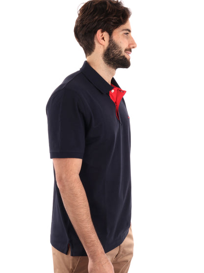 POLO IN PIQUE A CONTRASTO GANT UOMO BLU-ROSSO