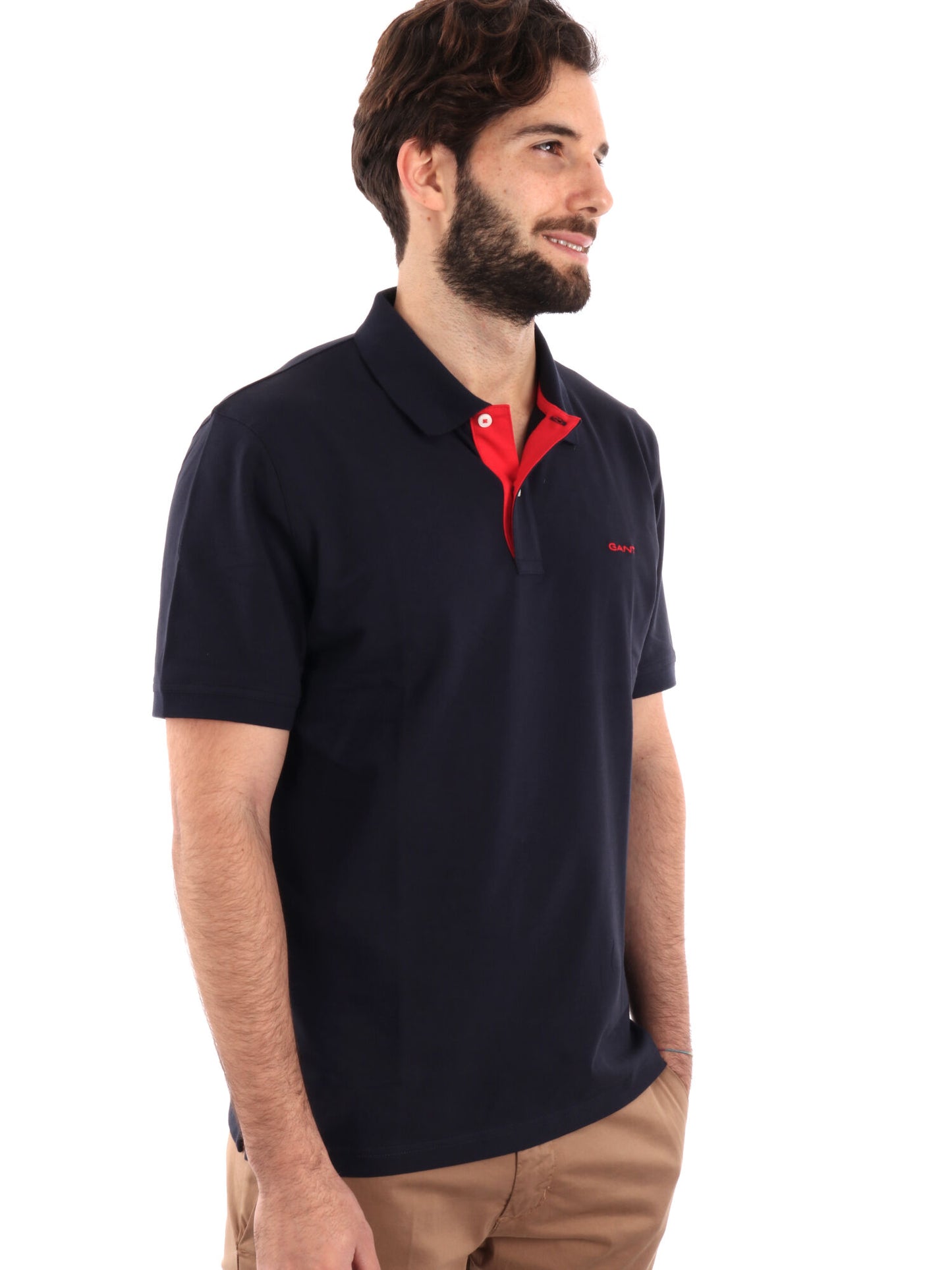 POLO IN PIQUE A CONTRASTO GANT UOMO BLU-ROSSO