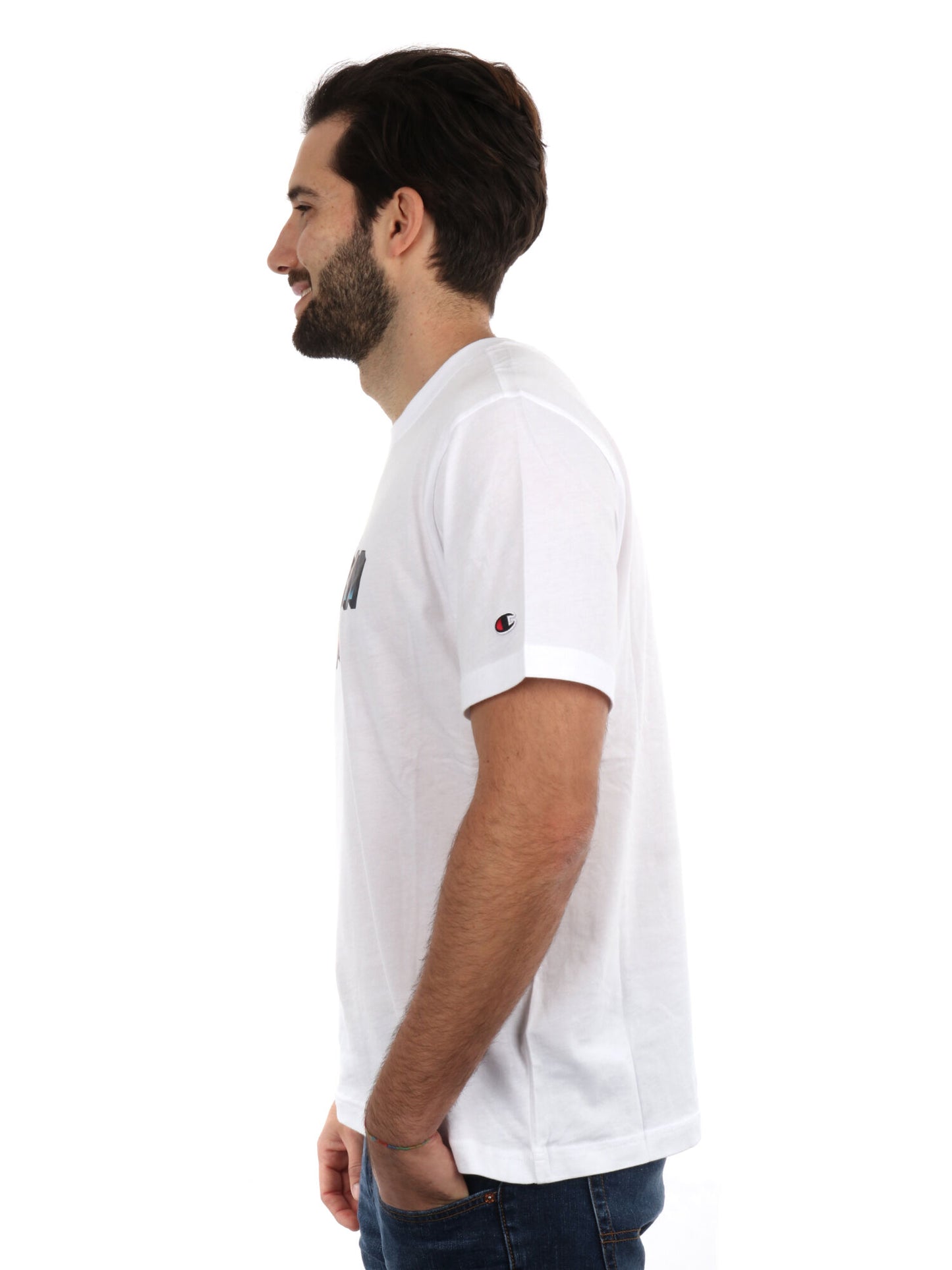 T-SHIRT CON STAMPA CHAMPION UOMO BIANCO