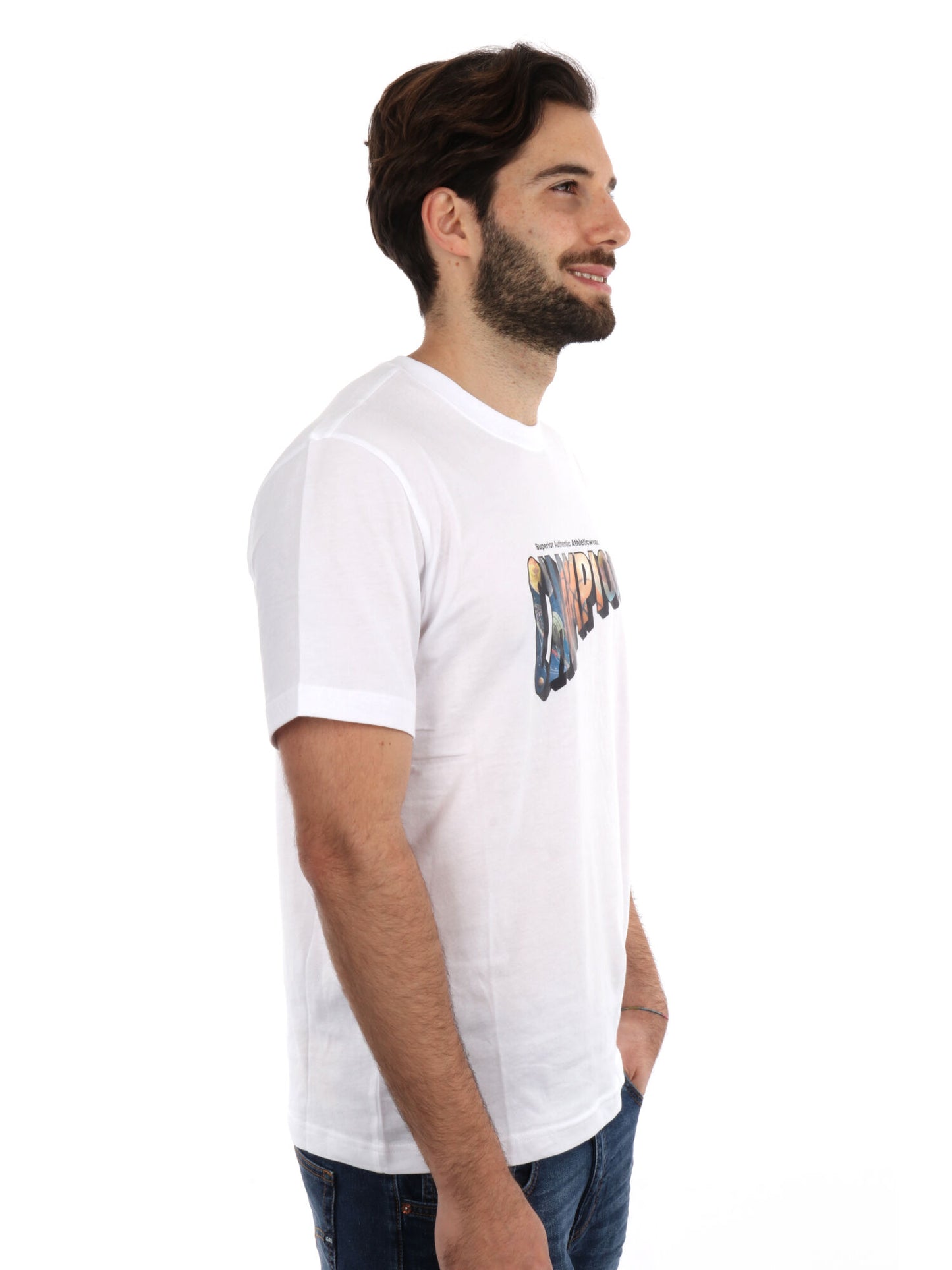 T-SHIRT CON STAMPA CHAMPION UOMO BIANCO