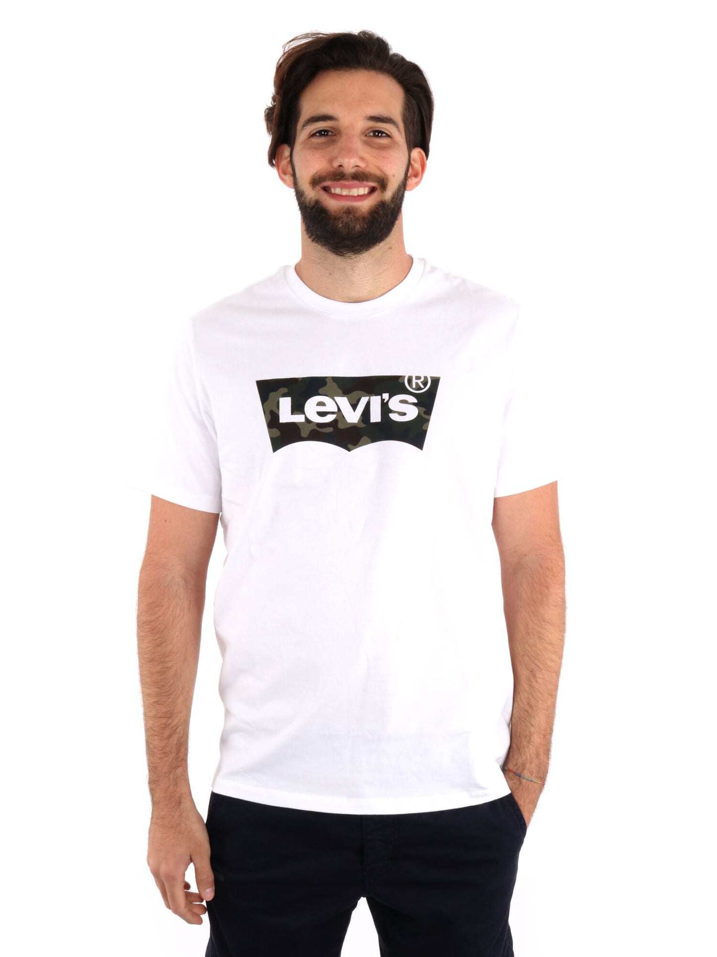 T-SHIRT VINTAGE LOGO GOMMATO LEVI'S UOMO BIANCO
