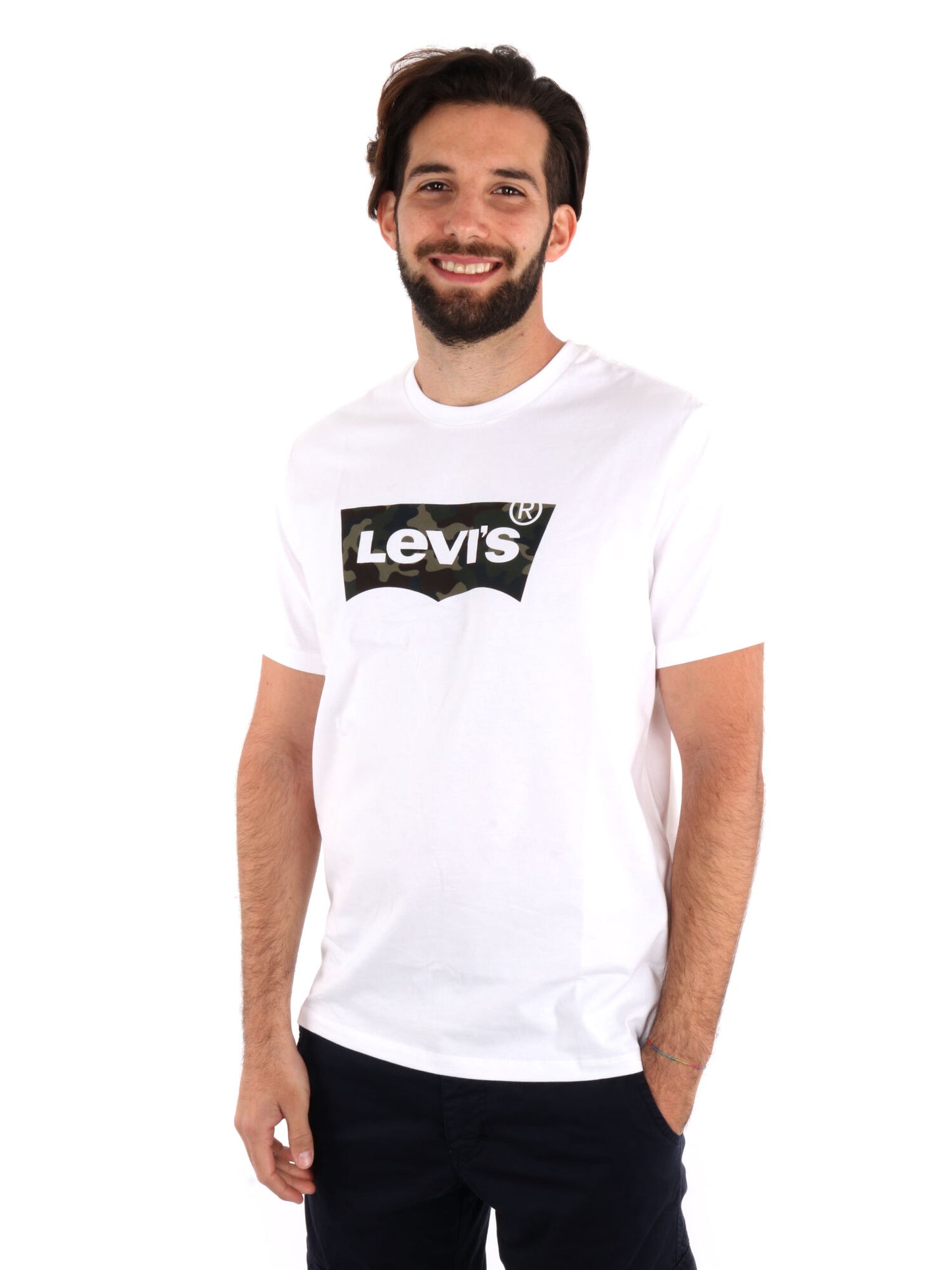 T-SHIRT VINTAGE LOGO GOMMATO LEVI'S UOMO BIANCO