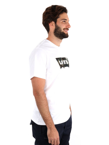 T-SHIRT VINTAGE LOGO GOMMATO LEVI'S UOMO BIANCO