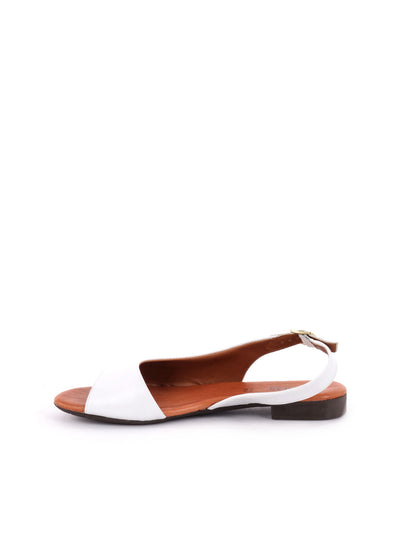 Shoelab sandalo da donna in cuoio bianco con cinturino regolabile