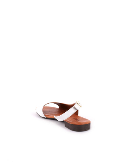 Shoelab sandalo da donna in cuoio bianco con cinturino regolabile