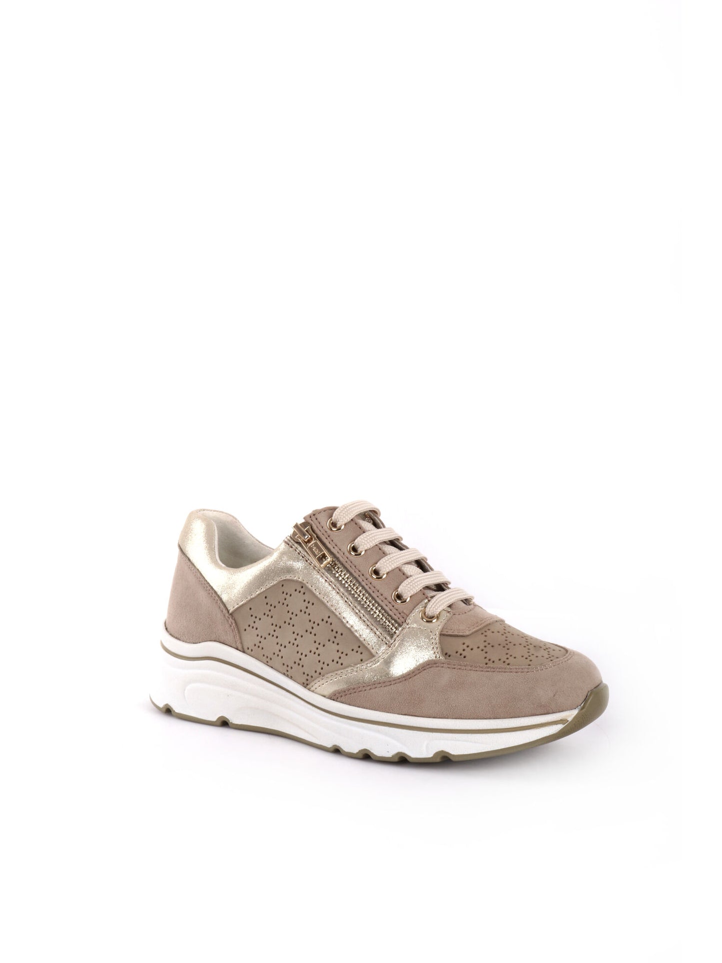 SNEAKERS CON ZIP GLAM SHOELAB DONNA BEIGE