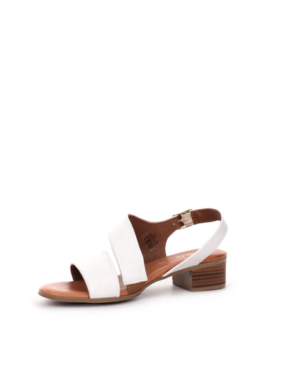 Shoelab sandalo elegante da donna in pelle bianca con tacco largo