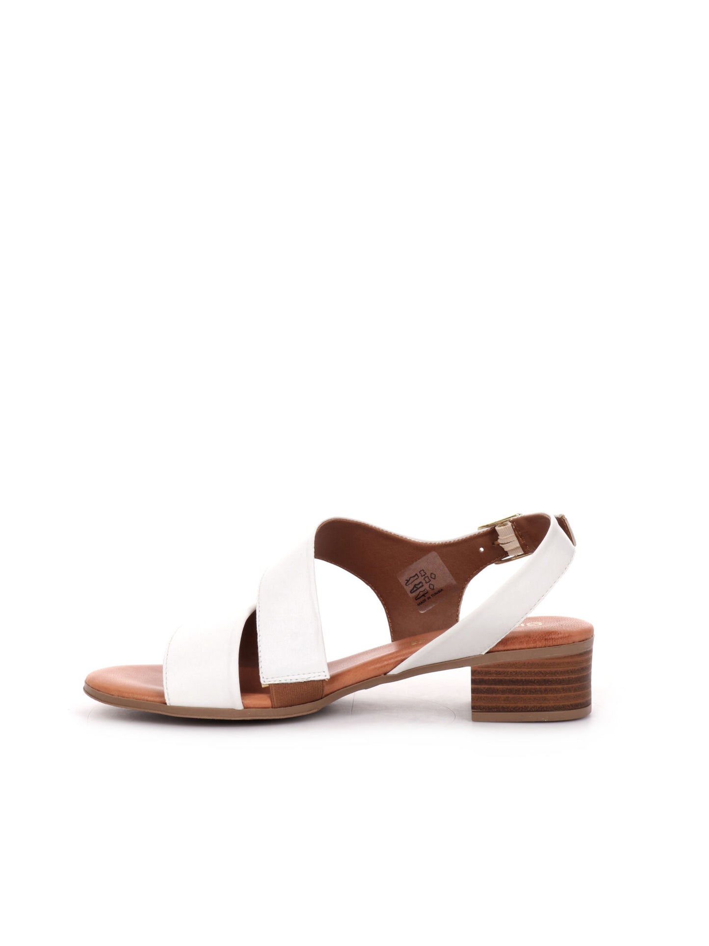 Shoelab sandalo elegante da donna in pelle bianca con tacco largo